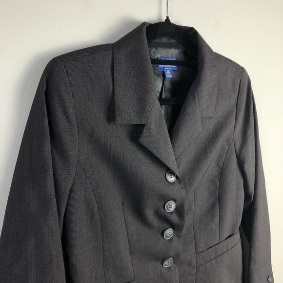Pendleton Suit Jacket Womens 12 Petite 100% Virgin Wool Button Front Blazer Gray - Picture 4 of 13